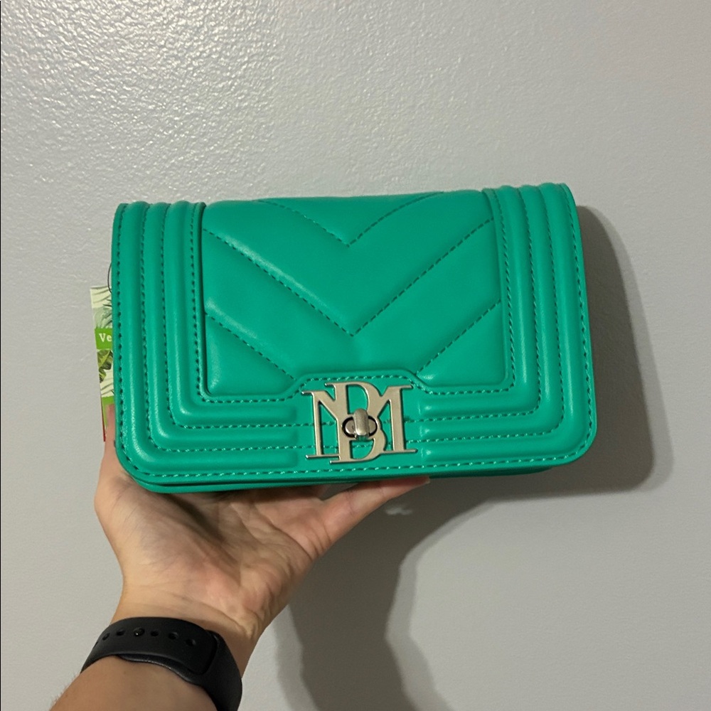Badgley Mischka Teal Quilted Clutch
